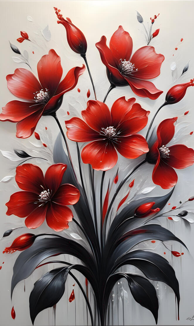 Blooming Red & Black Flowers