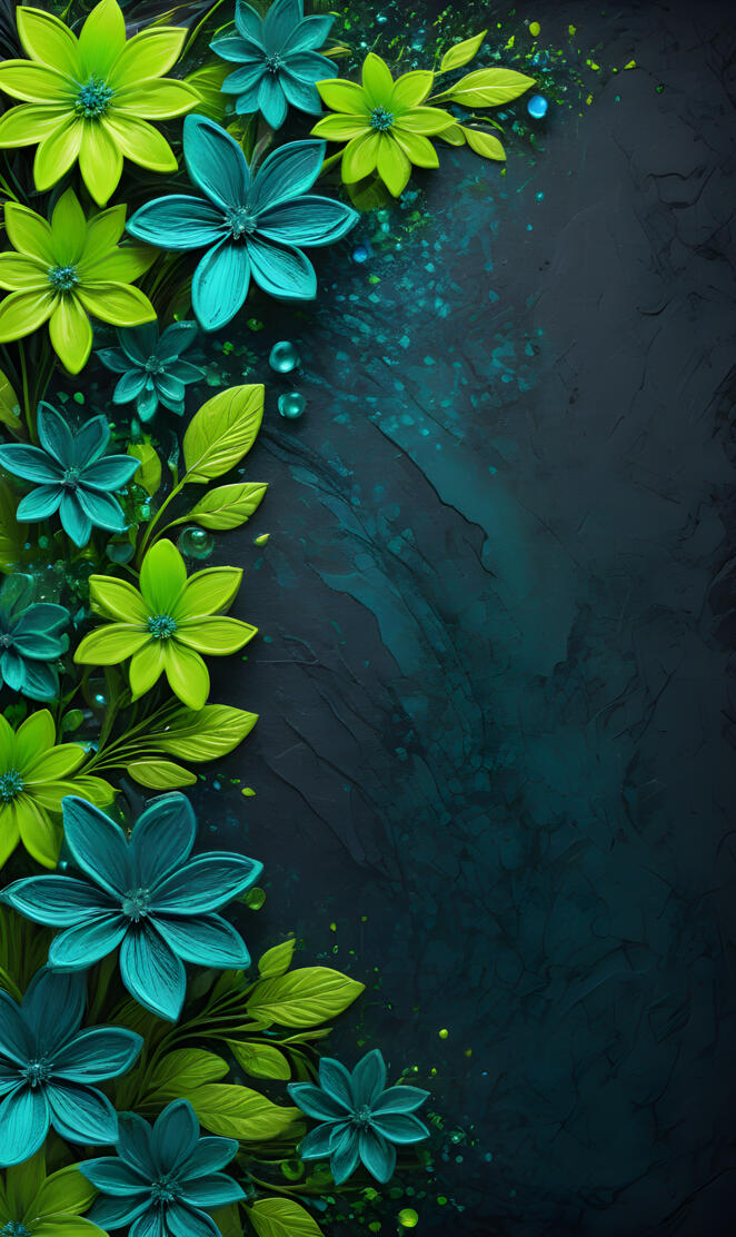 Lime & Teal Blooms Frame