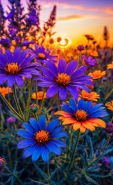 Blooming Sunset Blue Flowers