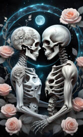 yin and yang, skull and roses harmony