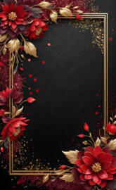 Red Blooms Gold Frame 2
