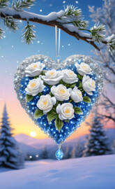 Blue Glitter and White Blooms