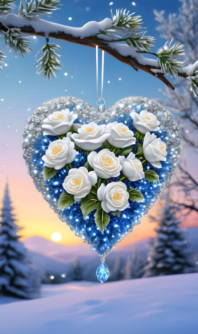 Blue Glitter and White Blooms