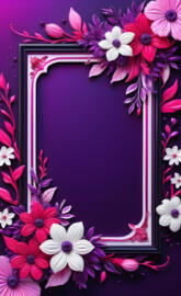 Blooming Purple, White, Pink Flower Frame