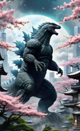 Godzilla One , with Sakura Flower bloom