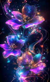 Cosmic Bloom: Vibrant Starry Night Art