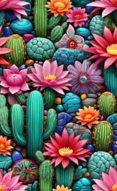 blooming Texas is tribal stones and pink flowers