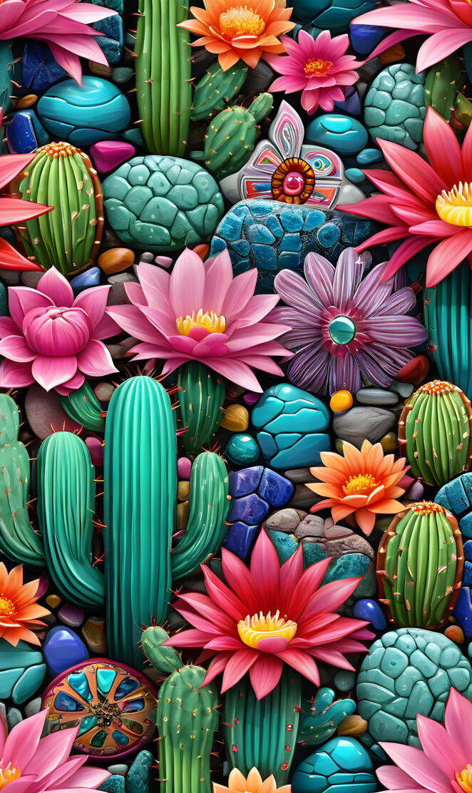 blooming Texas is tribal stones and pink flowers