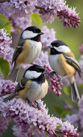Black-capped chickadee birds