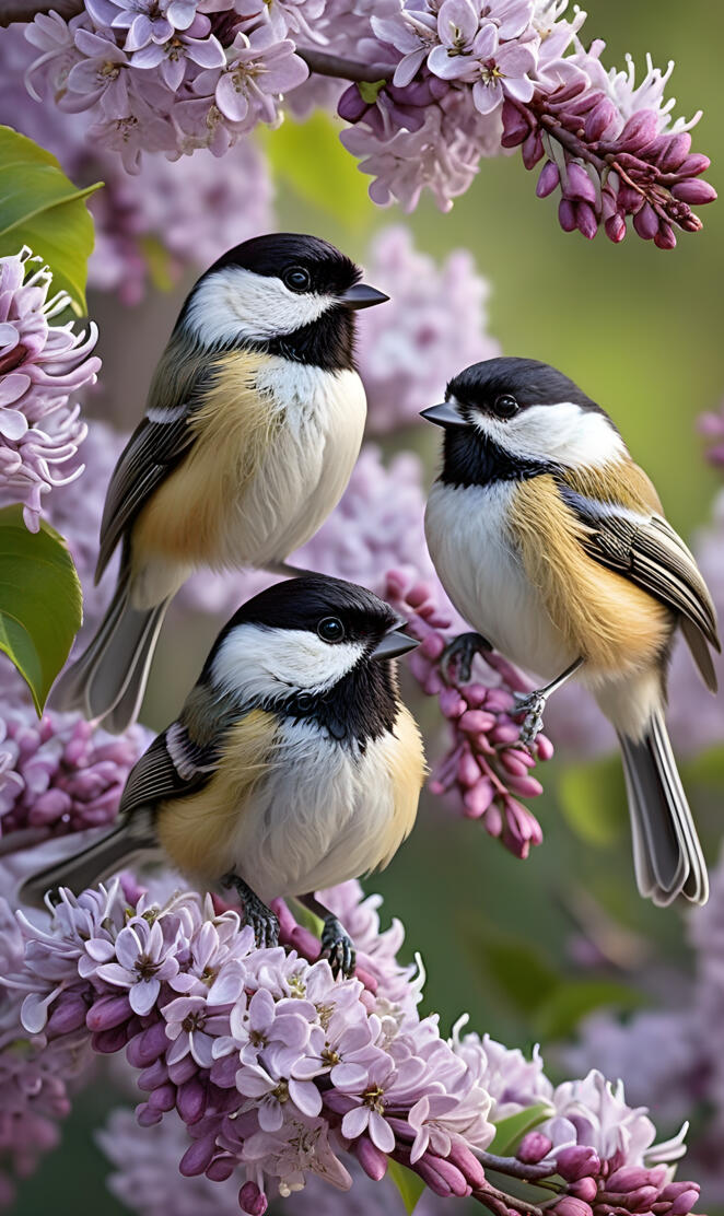 Black-capped chickadee birds