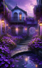 A Courtyard With Oceans of Violets In Bloom