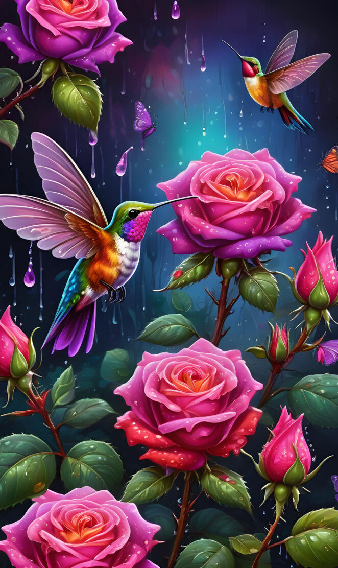 roses & hummingbirds