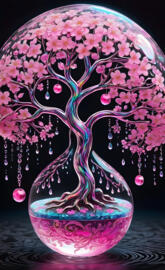 a little pink cherry tree-of-life, cherry blossom flower blooms,