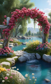 draping of the cross, roses, the holy river, willow, tree of life