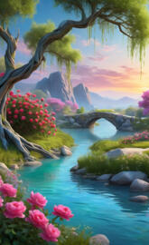 draping of the cross, roses, the holy river, willow, tree of life