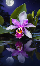 Moonlit 'Cattleya trianae' or Christmas Orchid