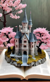 a book with a picture of a castle on it