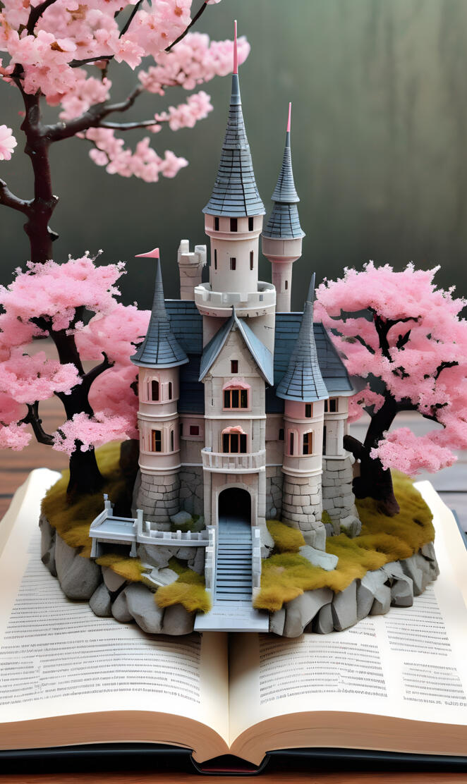 a book with a picture of a castle on it