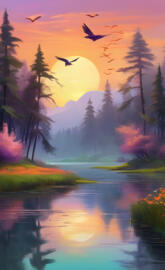 Morning Embrace: Serenity by the River at Sunrise