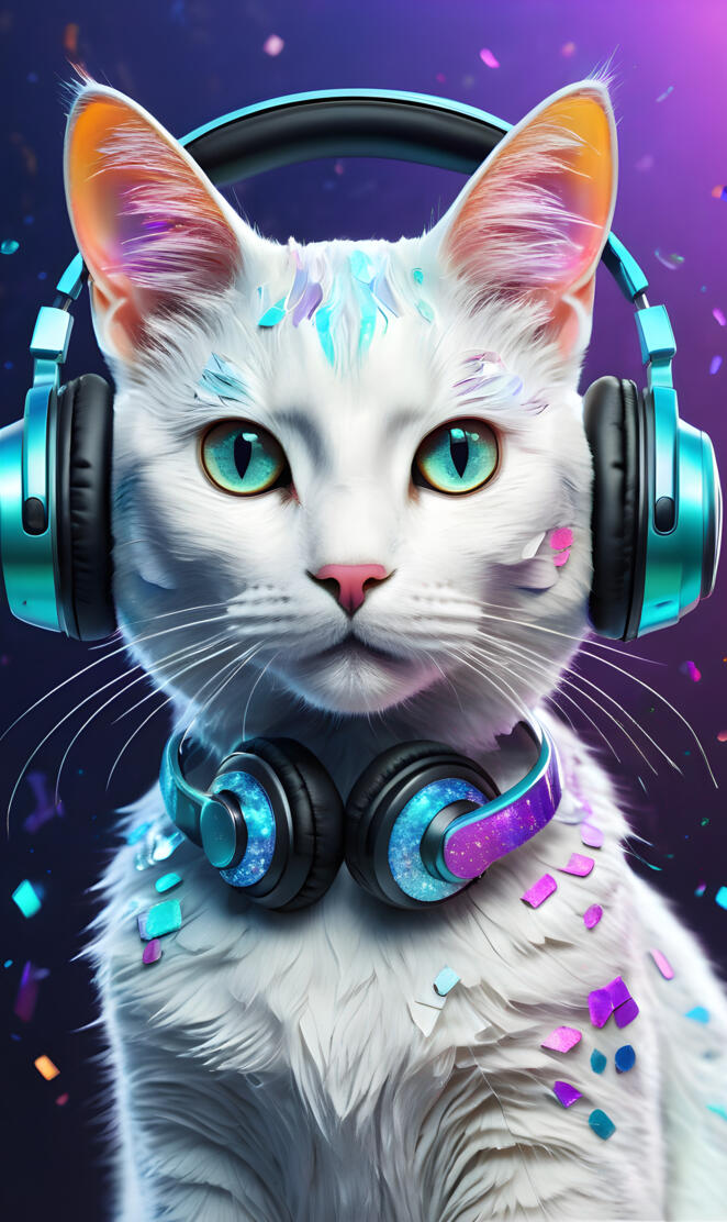 Sparking Iridescent Confetti Cat