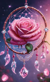 dream catcher diamonds sparkling pink rose insanely detailed beautiful