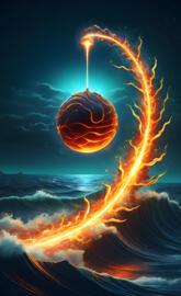 a volcano erupting with lava and flames