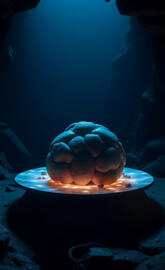 Glowing UFO Object Hovering Over Water