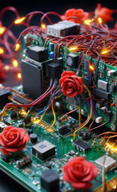 a christmas tree with many small electronic devices