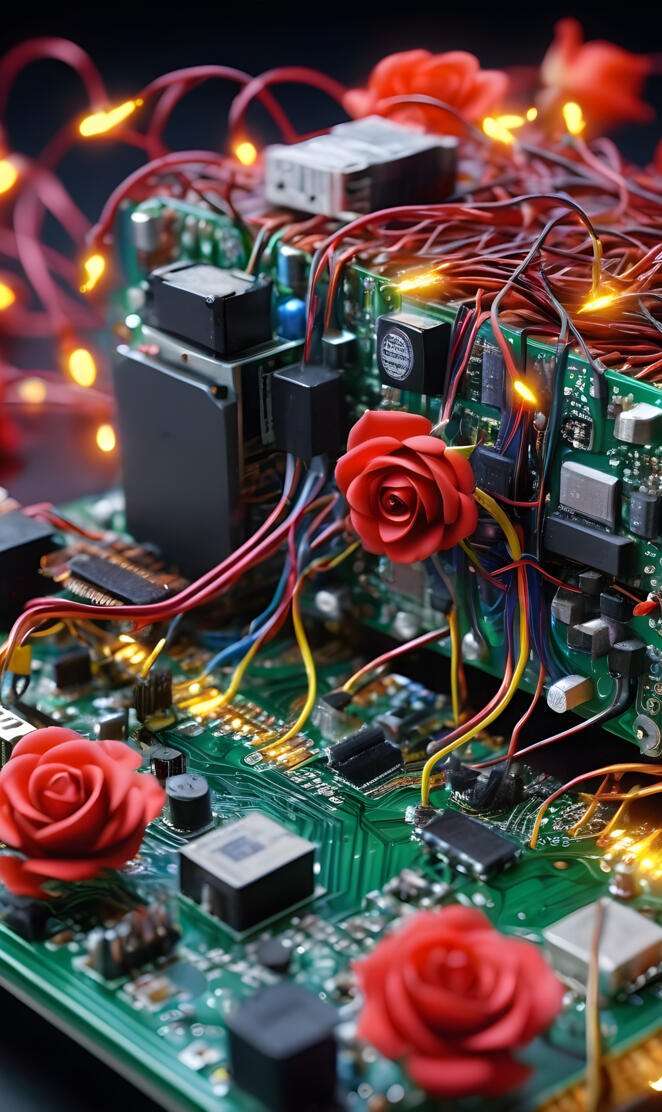 a christmas tree with many small electronic devices