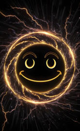 a yellow circle with a black center