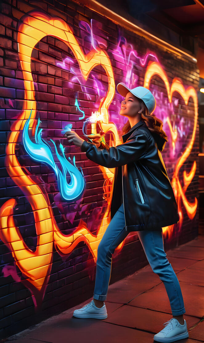 using paint and sparks of Fire to create art