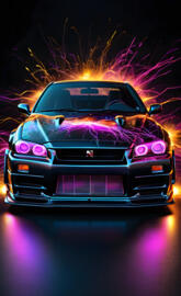 Black Nissan Skyline GTR R34 Front