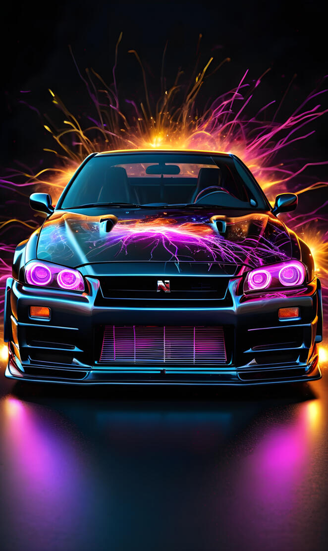 Black Nissan Skyline GTR R34 Front