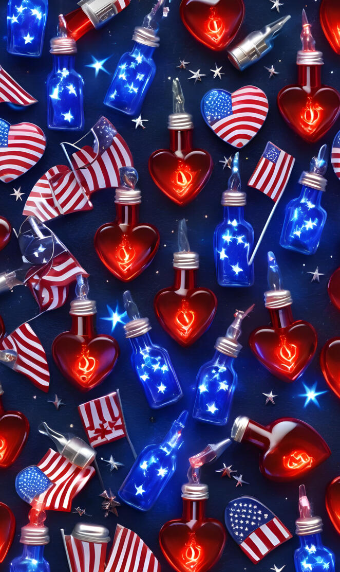 a table is filled with various items