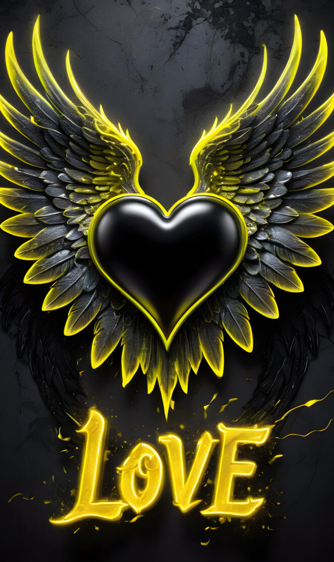 neon yellow love heart