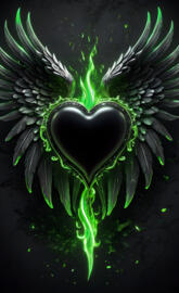 green flame details heart