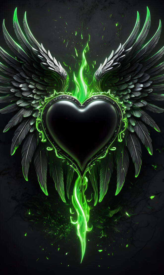 green flame details heart