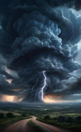 Twisted Storm Clouds Lightening