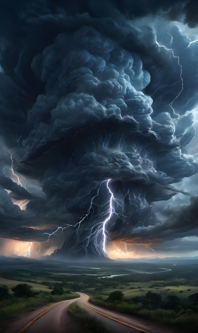 Twisted Storm Clouds Lightening