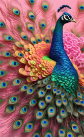 a peacock with its feathers spread