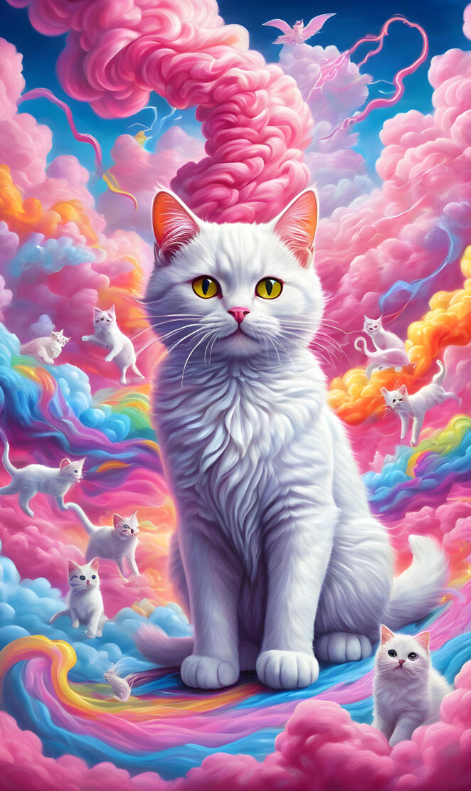 a cat with a lot of kittens around it