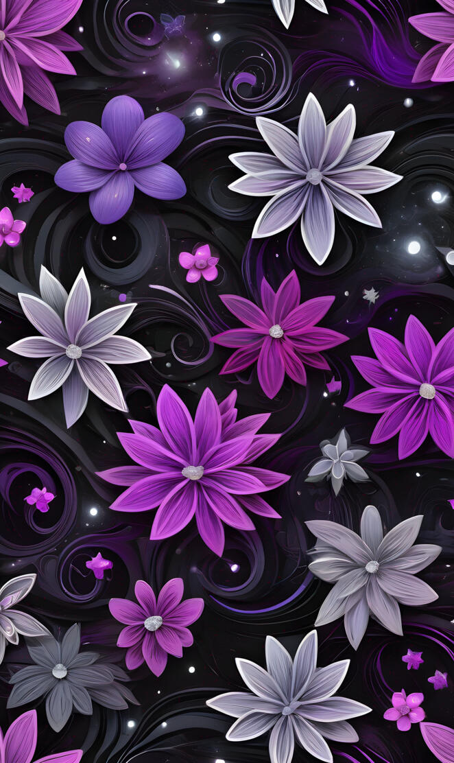 Purple Swirls & Flowers 1