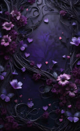 a purple flower with pink and white petals