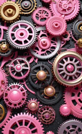 a group of colorful wheels