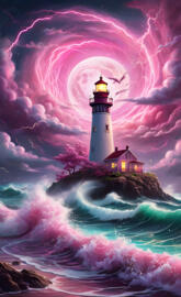 a lighthouse on a rocky shore