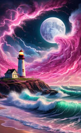 a lighthouse on a rocky shore