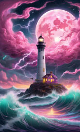 a lighthouse in the ocean