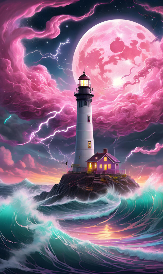 a lighthouse in the ocean