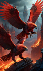 A pair of Red Crested Harpies