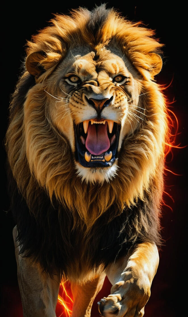 Lion in Electric Roar